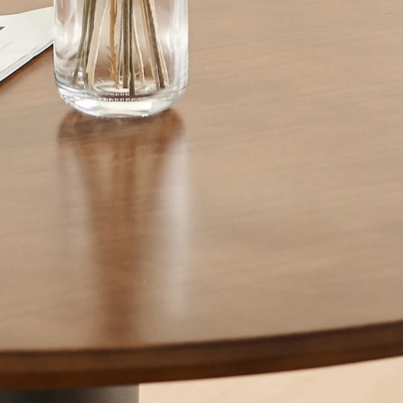 Simple Brown Wood Round Dining Table for Small Space