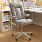 Modern White Fabric Upholstered Adjustable Swivel Office Chair