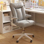 Modern White Fabric Upholstered Adjustable Swivel Office Chair