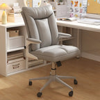 Modern White Fabric Upholstered Adjustable Swivel Office Chair