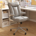Modern White Fabric Upholstered Adjustable Swivel Office Chair