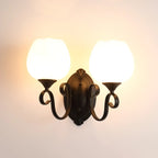 1/2 Light White Wall Sconce with Glass Shade for Living Room