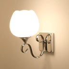 1/2 Light White Wall Sconce with Glass Shade for Living Room