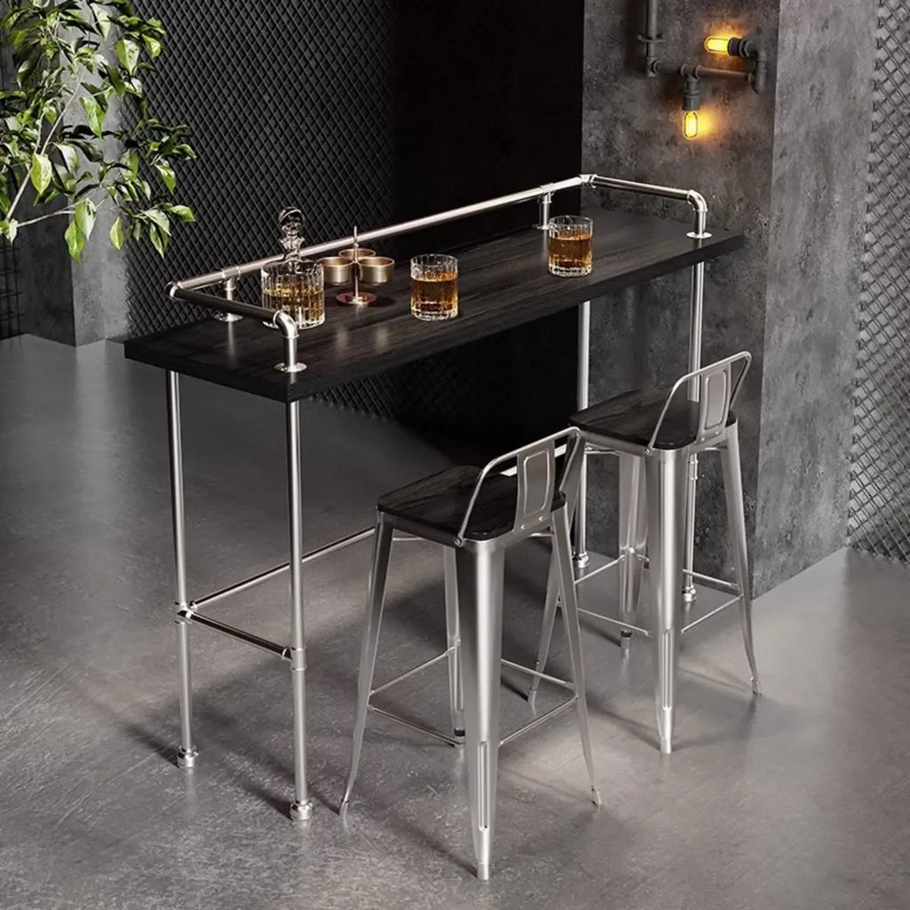 Old School Coal Hardwood Pub Table with Foot Support