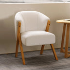 Glam Grey Fabric Accent Chair with Wooden Legs for Living Room