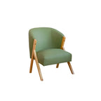 Glam Grey Fabric Accent Chair with Wooden Legs for Living Room