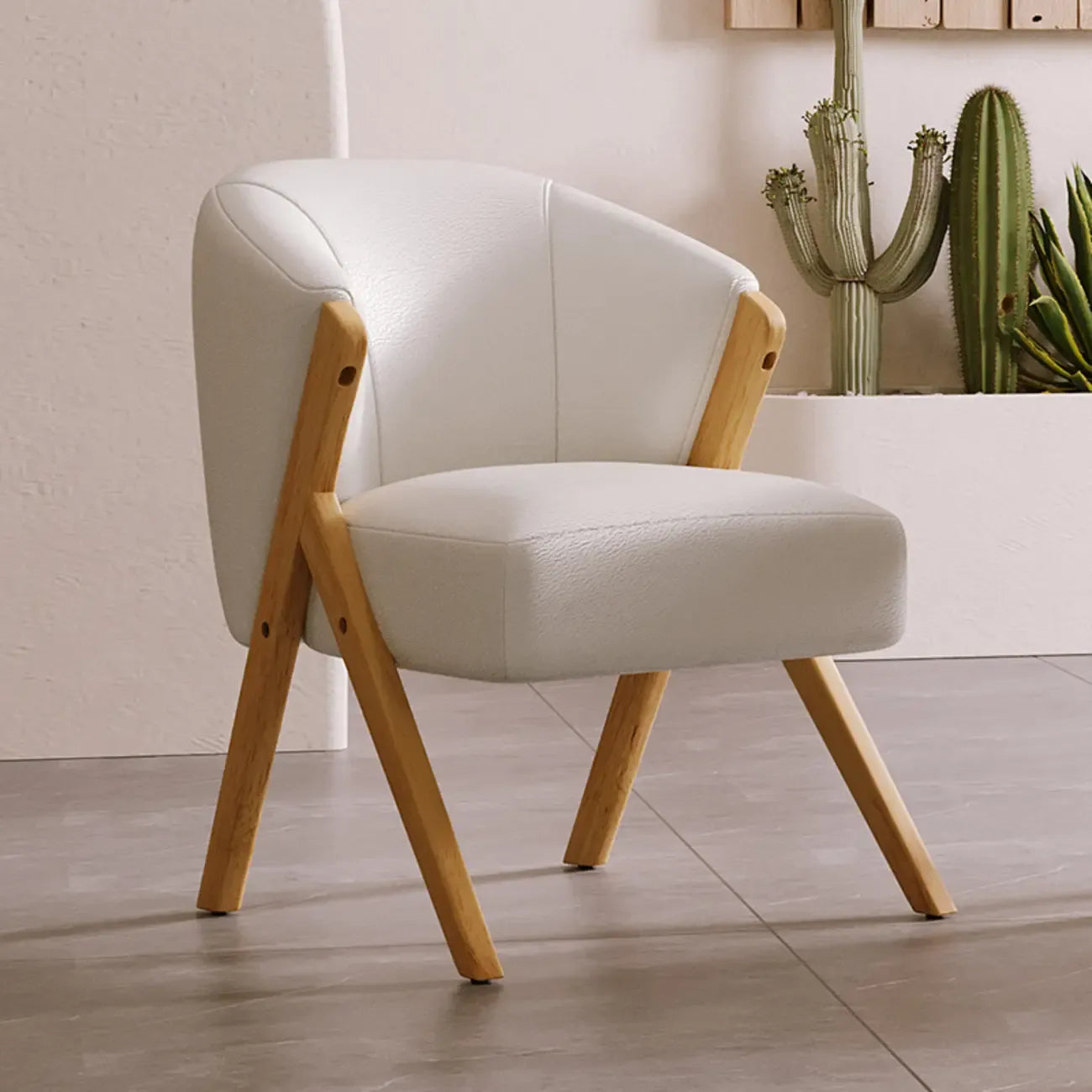 Glam Grey Fabric Accent Chair with Wooden Legs for Living Room