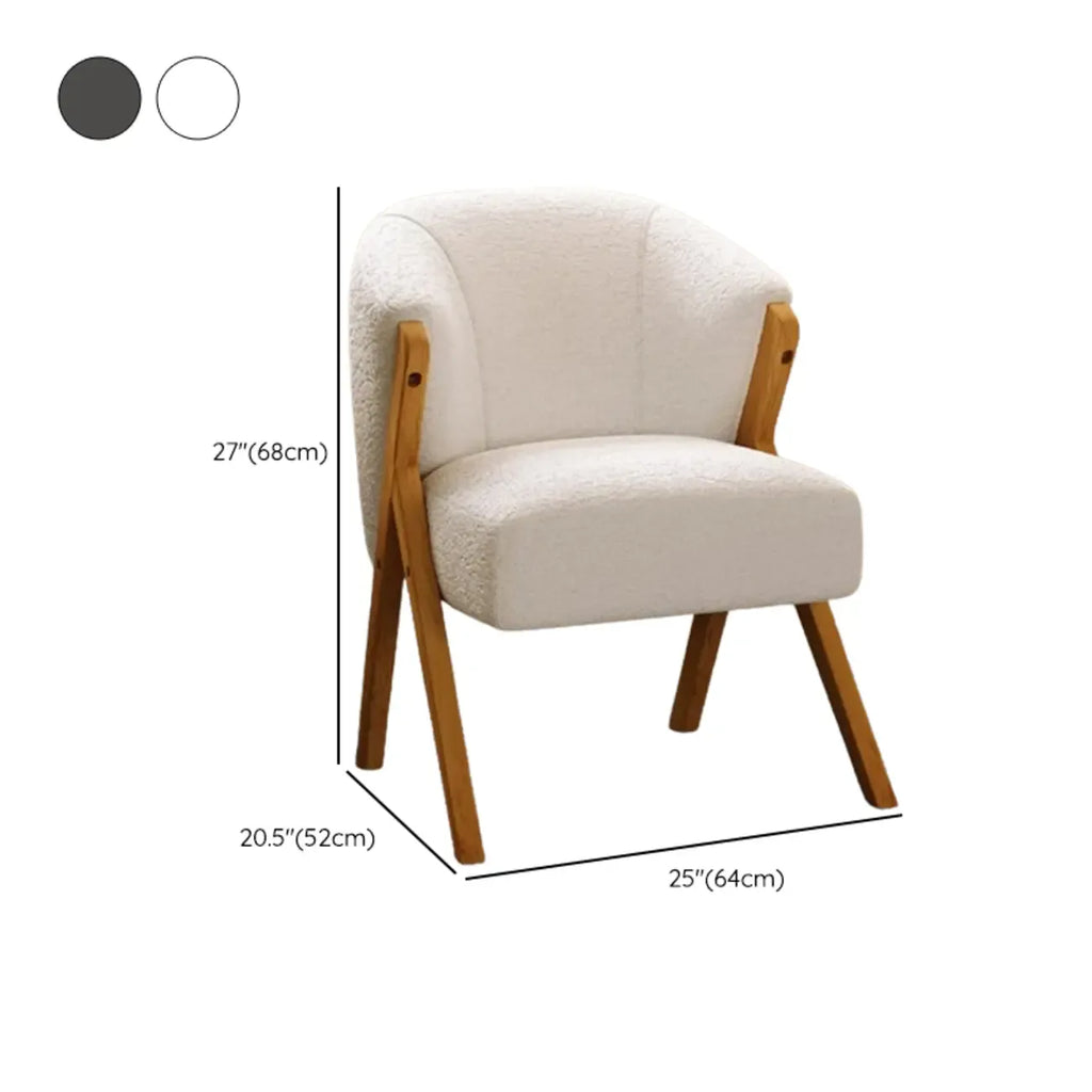 Glam Grey Fabric Accent Chair with Wooden Legs for Living Room