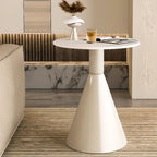 Modish Stone Round End Table with Metal Base