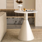 Modish Stone Round End Table with Metal Base