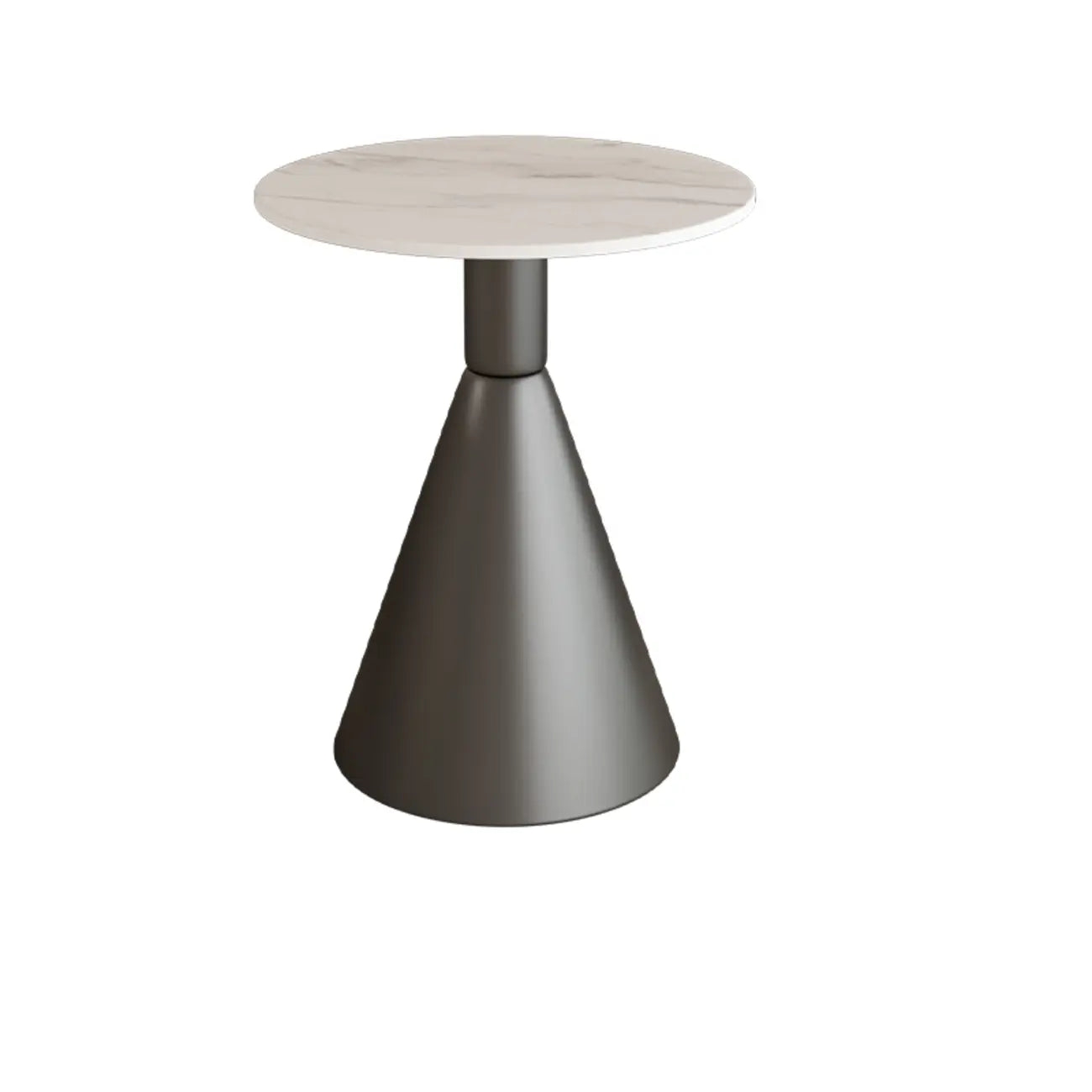 Modish Stone Round End Table with Metal Base