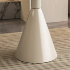 Modish Stone Round End Table with Metal Base
