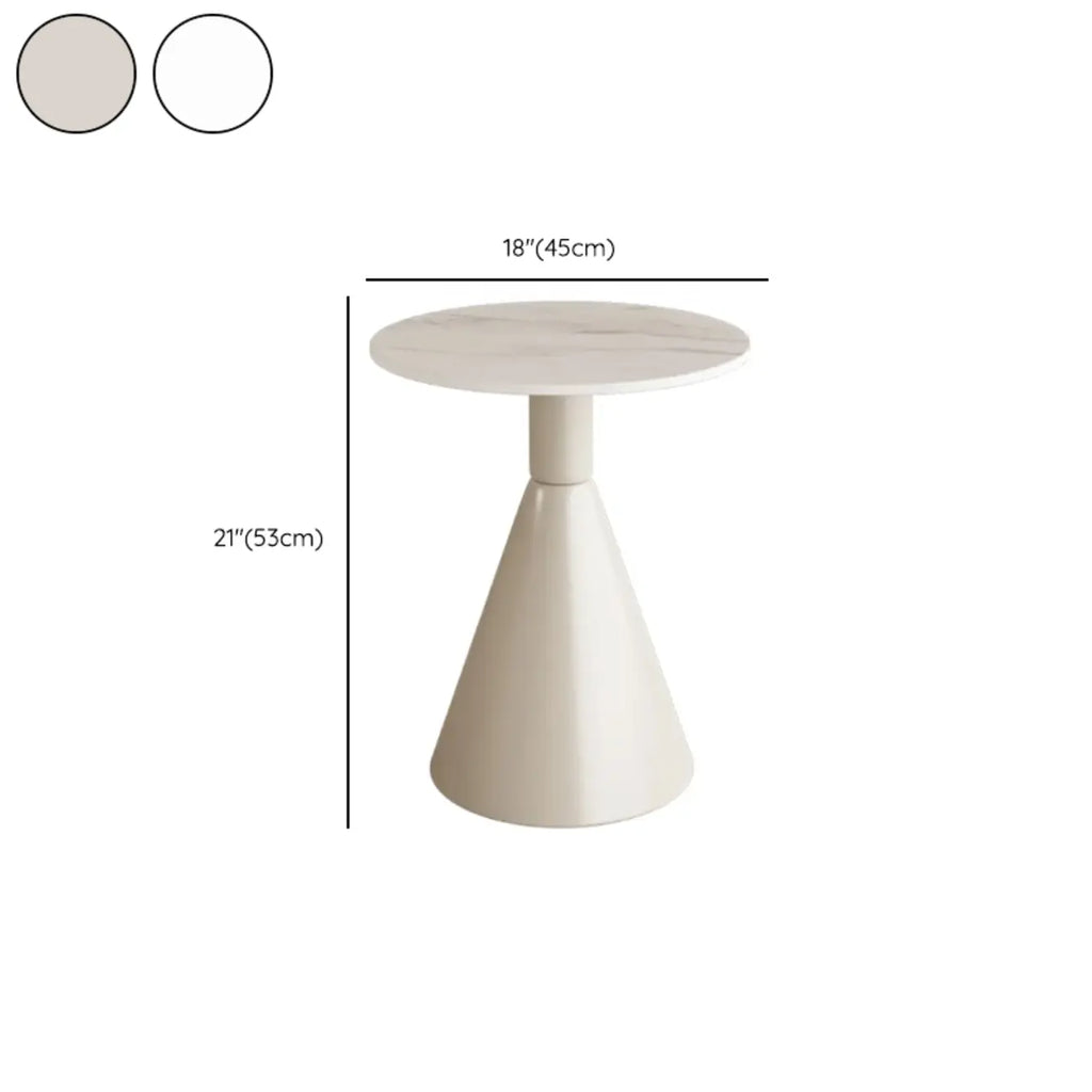 Modish Stone Round End Table with Metal Base