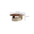 Metal Base Nesting Brown Wood Round Drawer Coffee Table