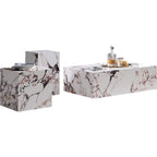 Sleek Sintered Stone Block Base Side Coffee Table