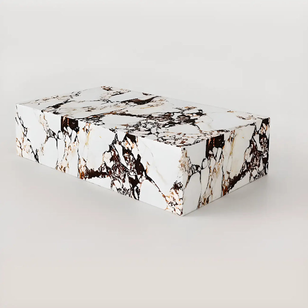 Sleek Sintered Stone Block Base Side Coffee Table