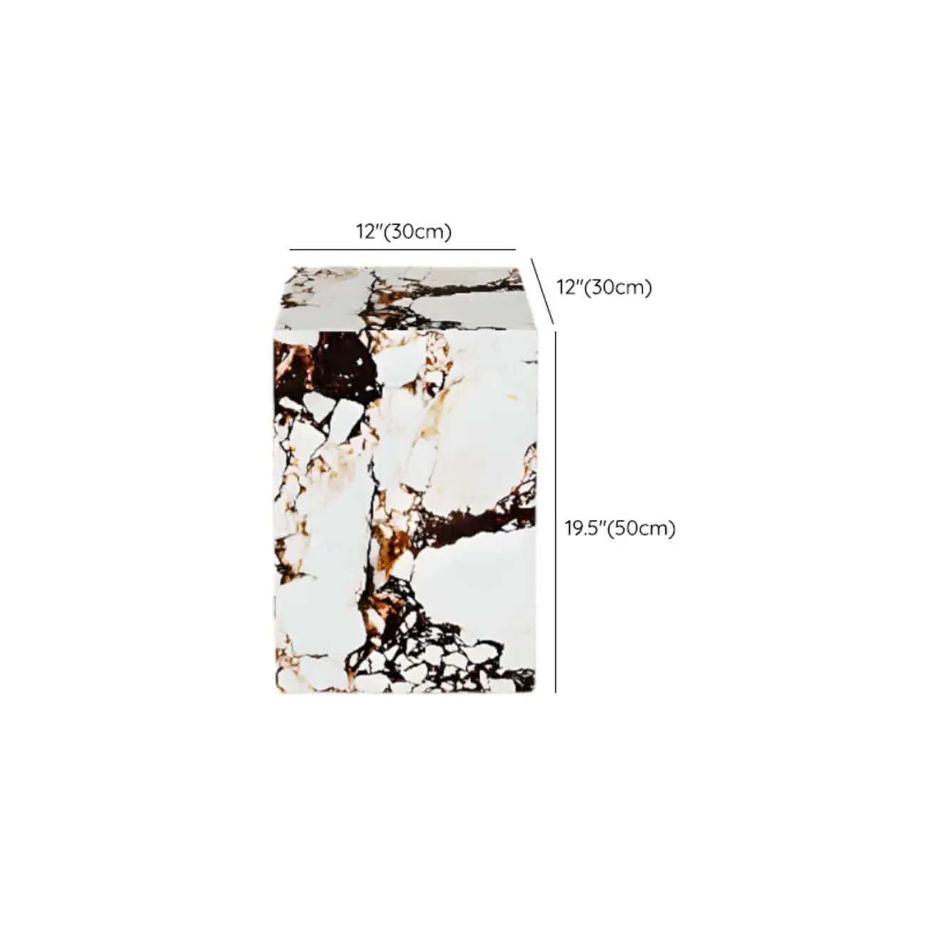Sleek Sintered Stone Block Base Side Coffee Table