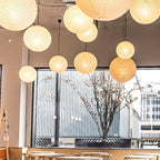 Modern White Globe Paper Adjustable Pendant Light for Dining