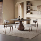 Scandinavian Brown Grey Round Dining Table with Pedestal