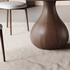 Scandinavian Brown Grey Round Dining Table with Pedestal