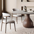 Scandinavian Brown Grey Round Dining Table with Pedestal