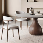 Scandinavian Brown Grey Round Dining Table with Pedestal