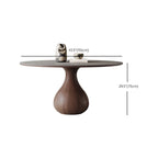Scandinavian Brown Grey Round Dining Table with Pedestal