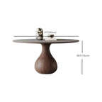 Scandinavian Brown Grey Round Dining Table with Pedestal