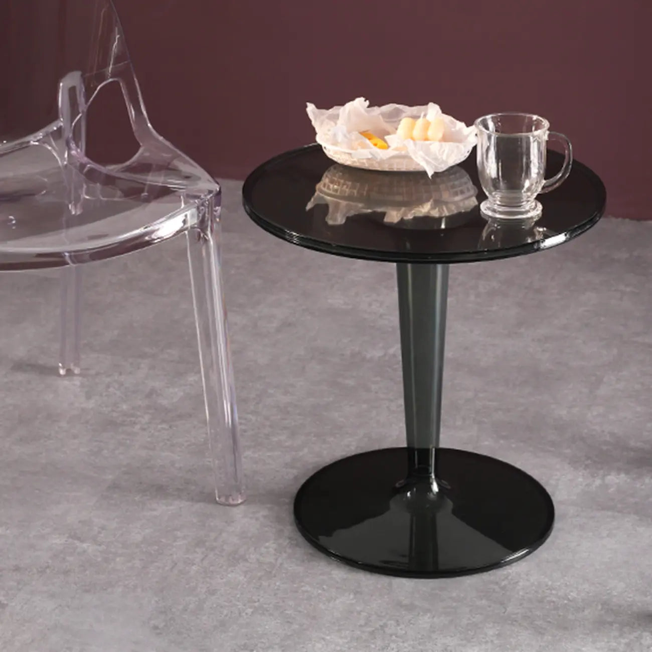 Minimalist Acrylic Tawny Round End Table