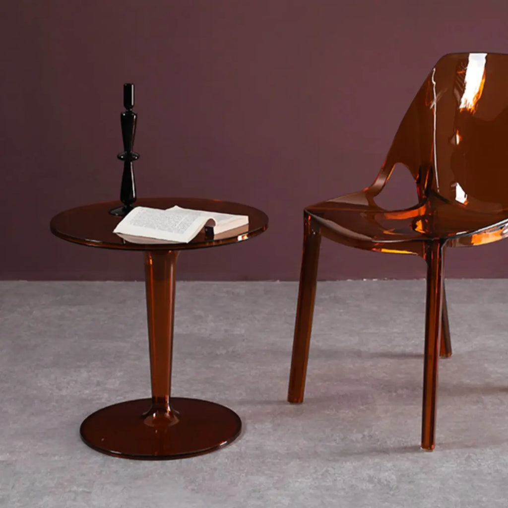 Minimalist Acrylic Tawny Round End Table