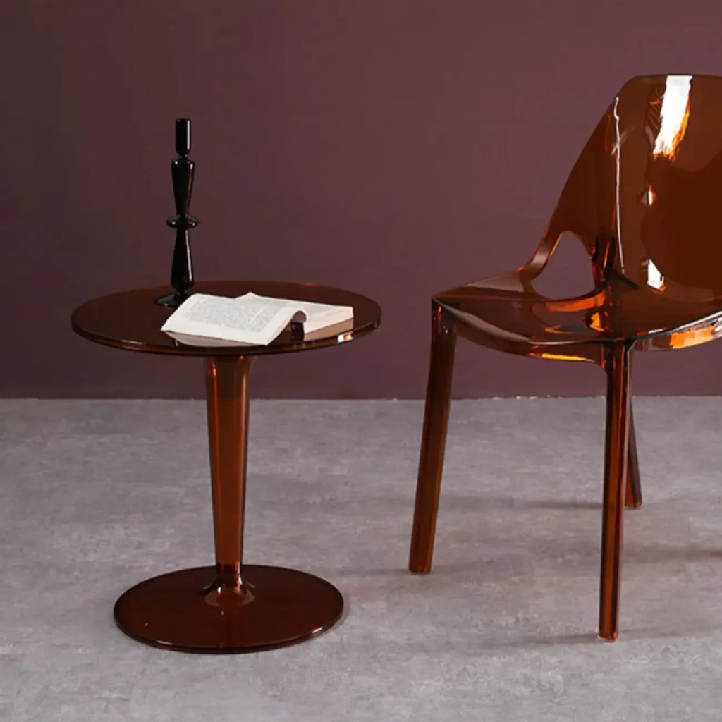 Minimalist Acrylic Tawny Round End Table