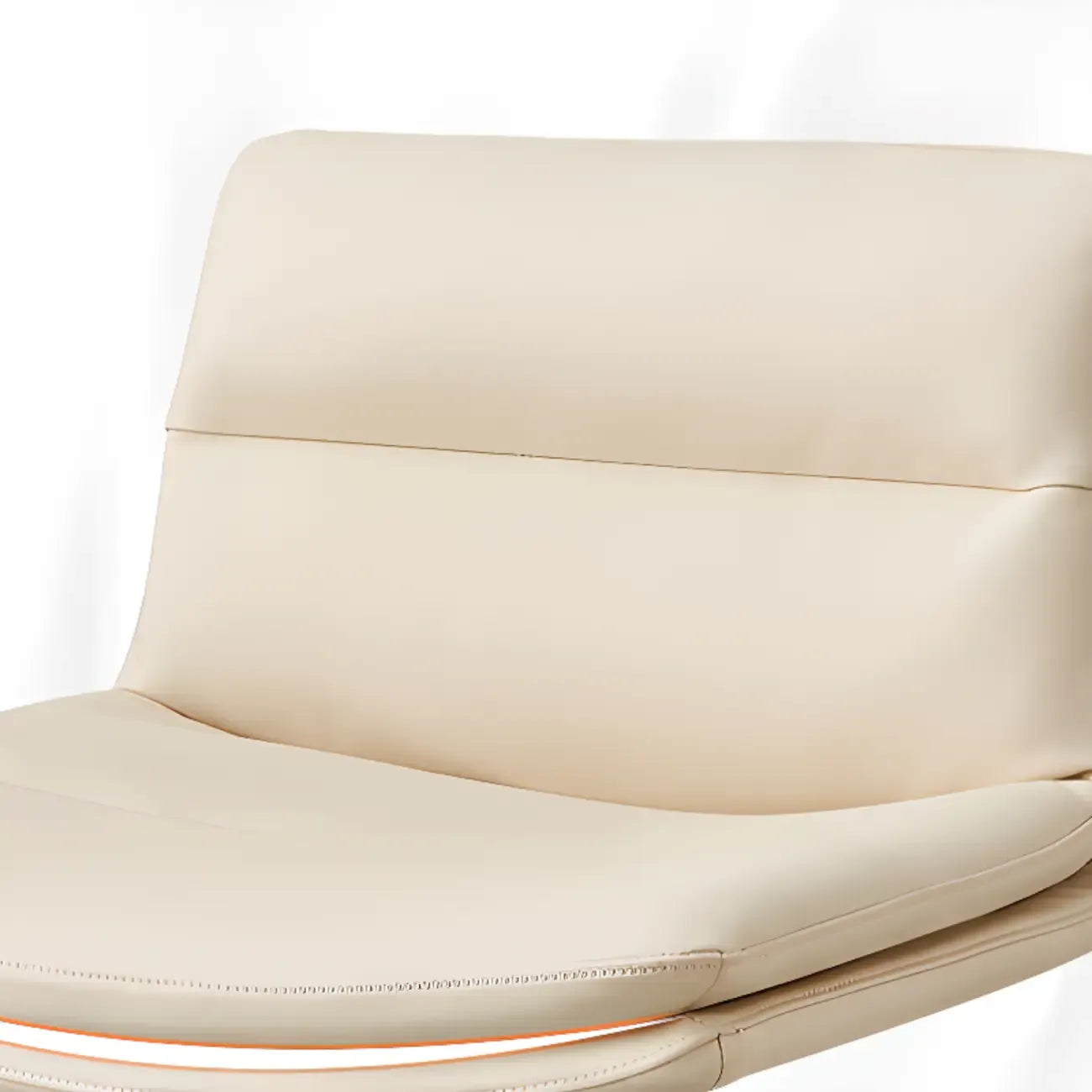 Beige Leather Armless Swivel Wide Office Chair