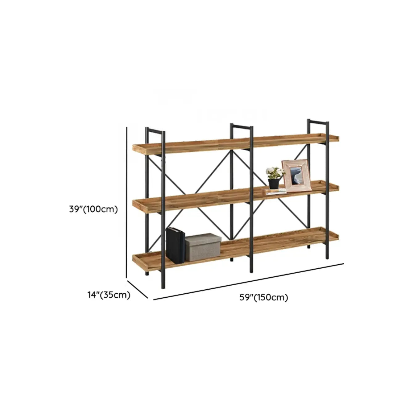 5-Tier Open Back Metal Frame Rectangular Bookcase