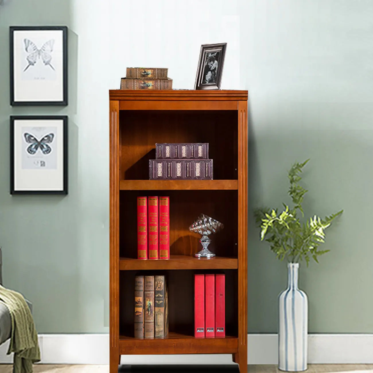 Classic Birch Wood 5-Tier Vertical Barrister Bookcase