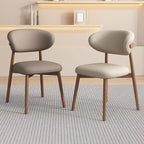 Modern Leather Wood Dining Chair Set of 2