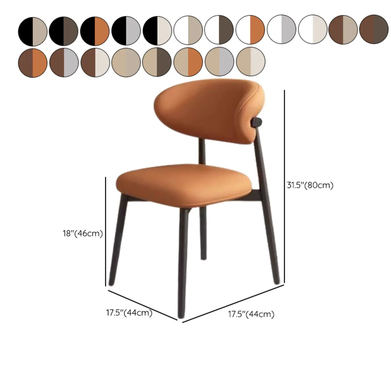 Modern Leather Wood Dining Chair Set of 2