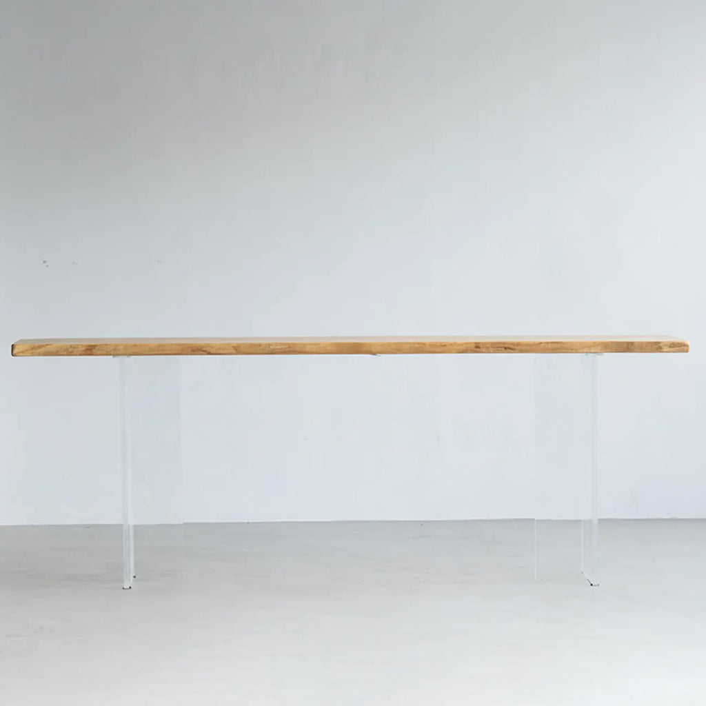 Scandinavian Clear Plastic Base Bar Tables with Wooden Top