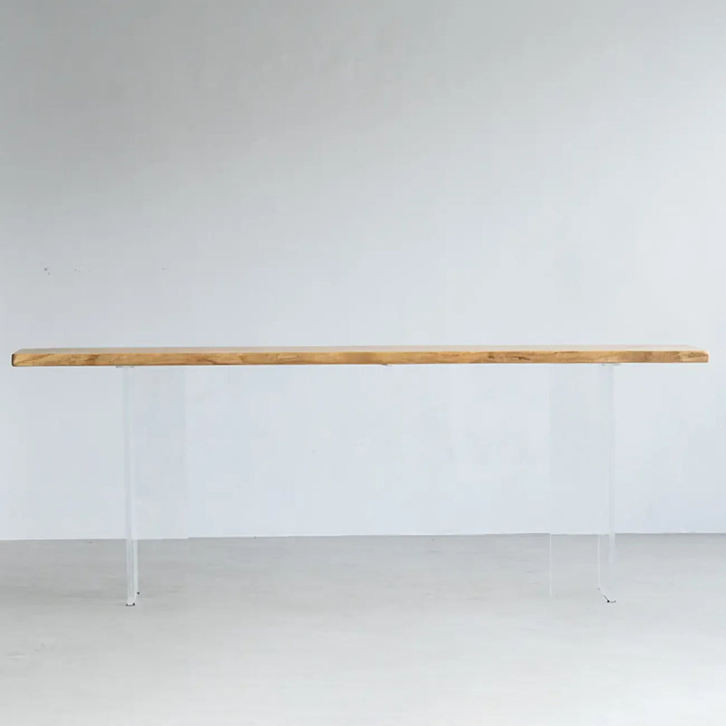 Scandinavian Clear Plastic Base Bar Tables with Wooden Top
