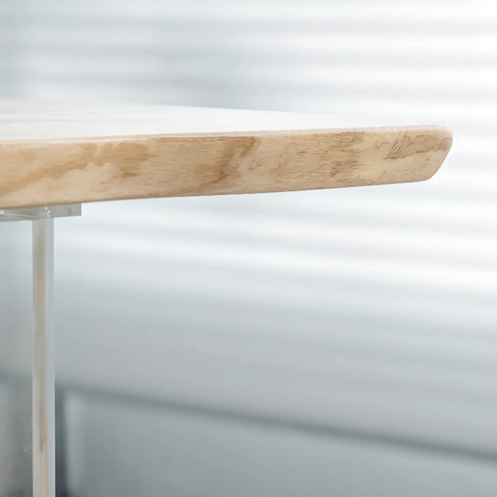 Scandinavian Clear Plastic Base Bar Tables with Wooden Top