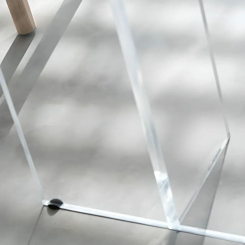 Scandinavian Clear Plastic Base Bar Tables with Wooden Top