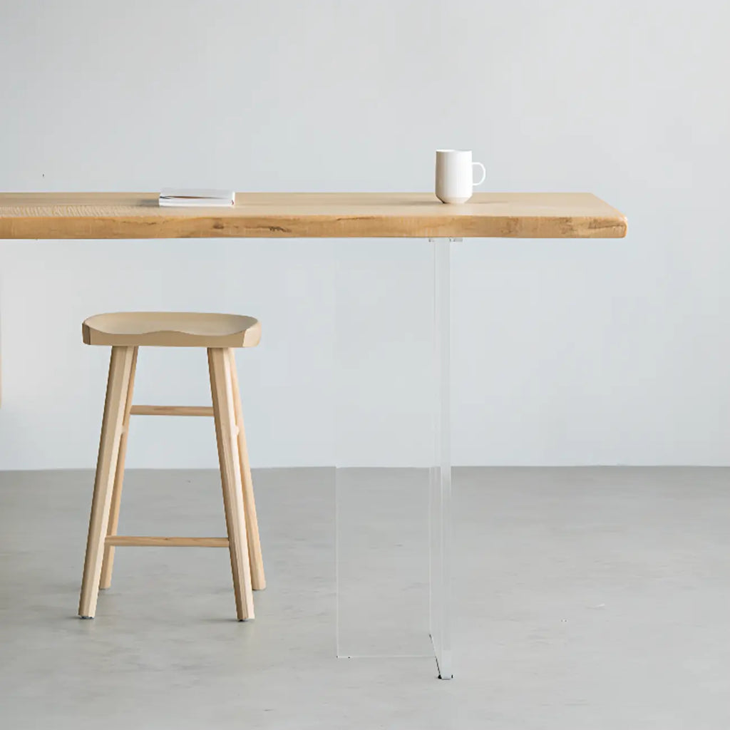 Scandinavian Clear Plastic Base Bar Tables with Wooden Top