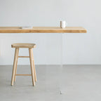 Scandinavian Clear Plastic Base Bar Tables with Wooden Top