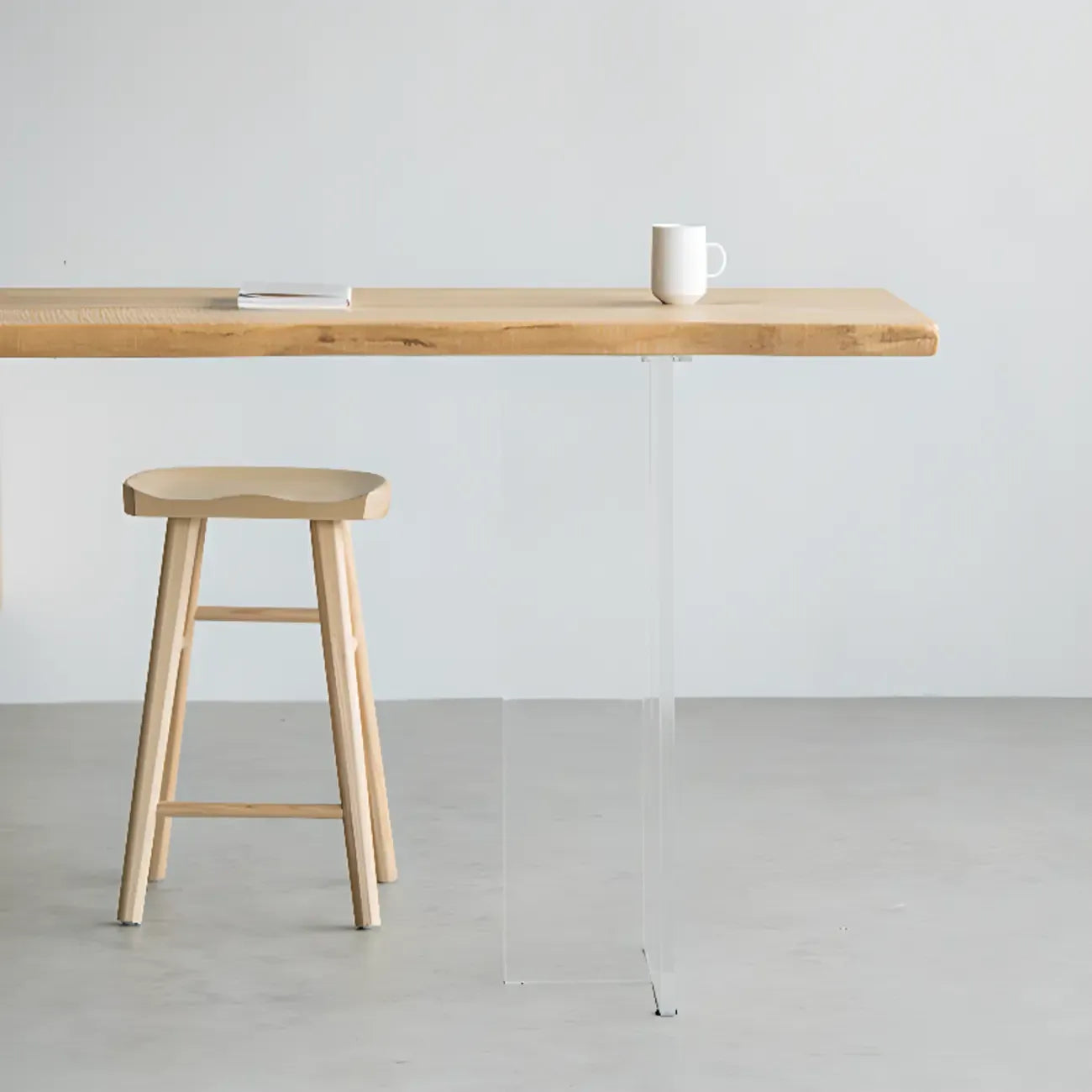 Scandinavian Clear Plastic Base Bar Tables with Wooden Top