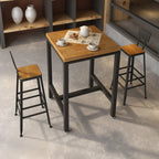 Industrial Wooden Top Bar Height Table with Footrest for Dining