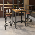 Industrial Wooden Top Bar Height Table with Footrest for Dining