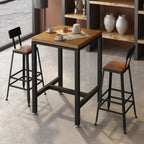 Industrial Wooden Top Bar Height Table with Footrest for Dining