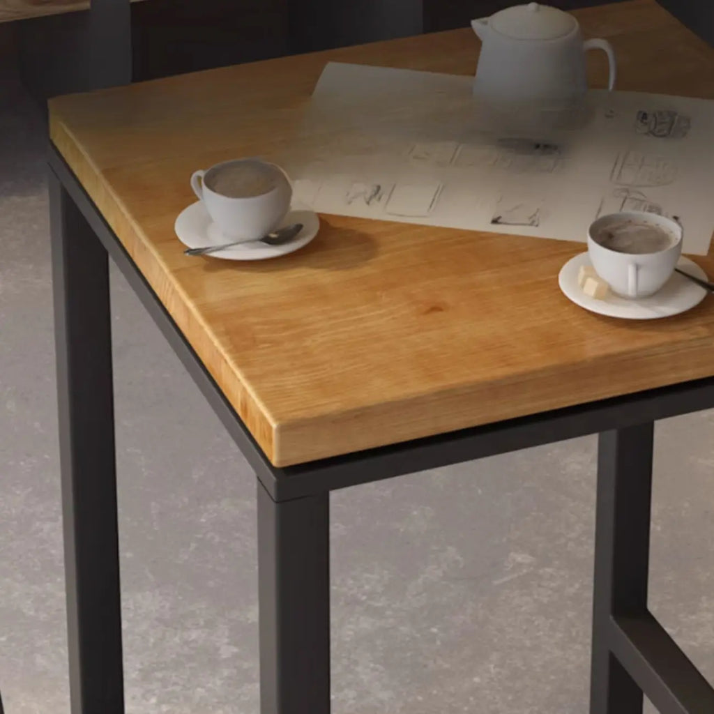 Industrial Wooden Top Bar Height Table with Footrest for Dining