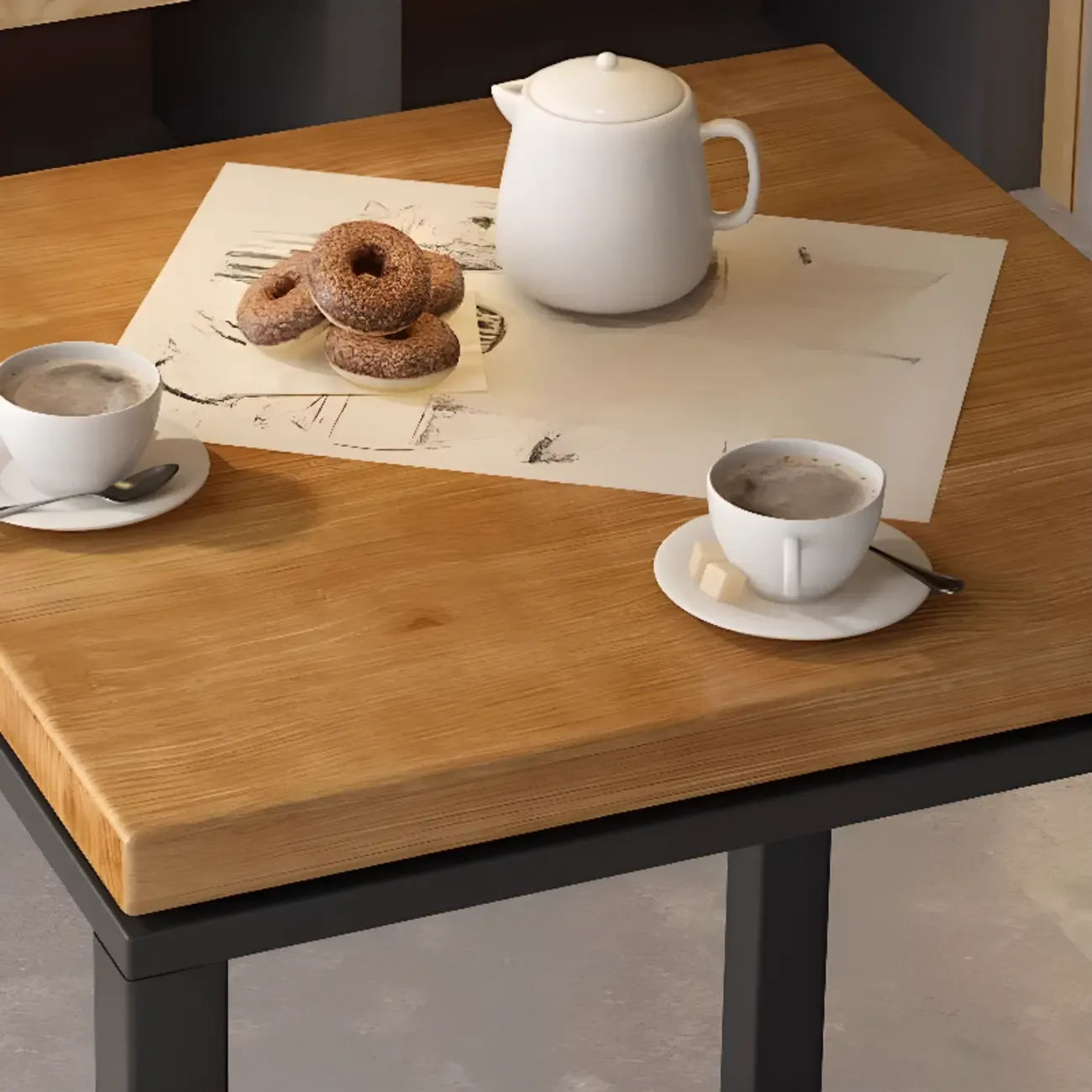 Industrial Wooden Top Bar Height Table with Footrest for Dining