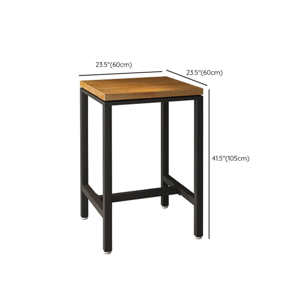 Industrial Wooden Top Bar Height Table with Footrest for Dining