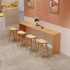 Rectangle Scandinavian Wooden Bar Height Table Double Pedestal